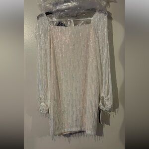 Xtraordinary Cream Satin Sequin Dress